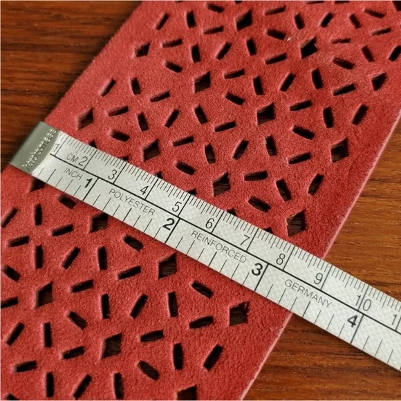 Anthropologie Red Rouge Suede Laser Cut Belt NWT Size Small 